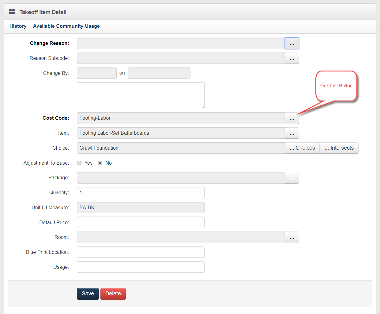 Pick List Button